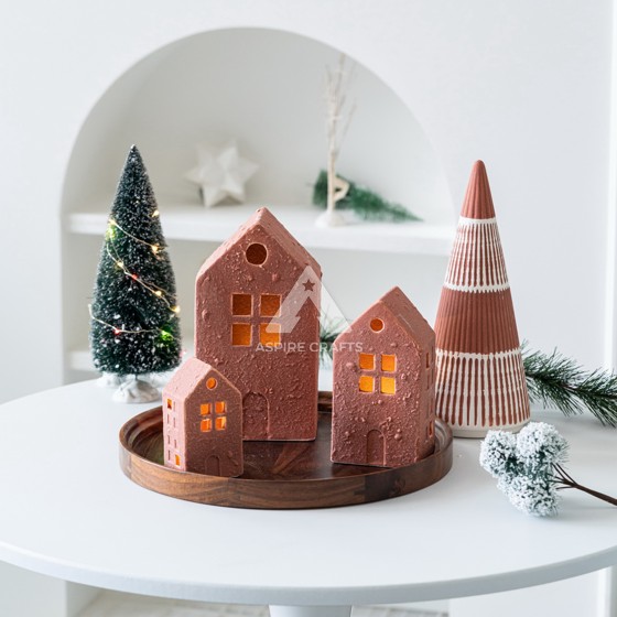 Festive Ceramic Christmas House Ornament