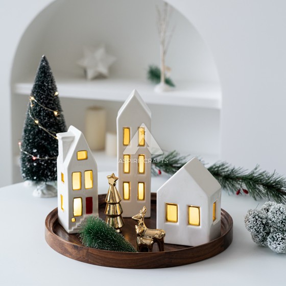 Holiday-Themed Ceramic Cottage Decor