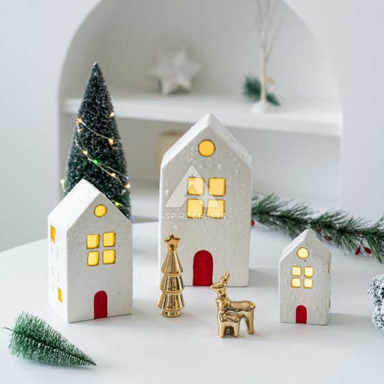 Charming Ceramic Santa's House Display