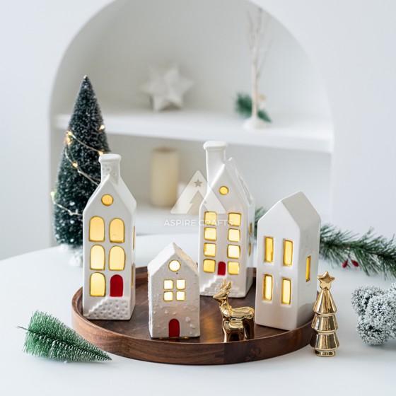 Ceramic Christmas Cottage Collectible