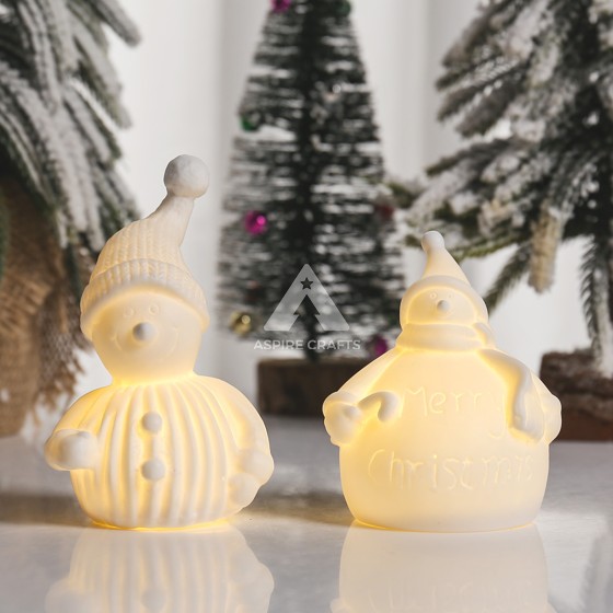 Luminous Ceramic Snowman, Perfect for Christmas