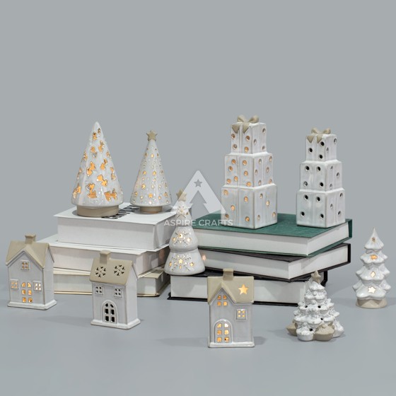 Ceramic Christmas Cottage & Tree: Seasonal Charm