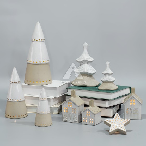 Holiday Glow: Ceramic House & Tree Decor