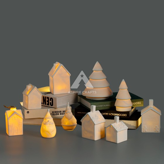 Ceramic Christmas Cottage & Snowman: Holiday Cheer