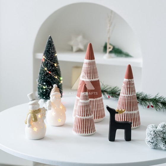 Festive Ceramic Trio: Tree, Santa, and Reindeer