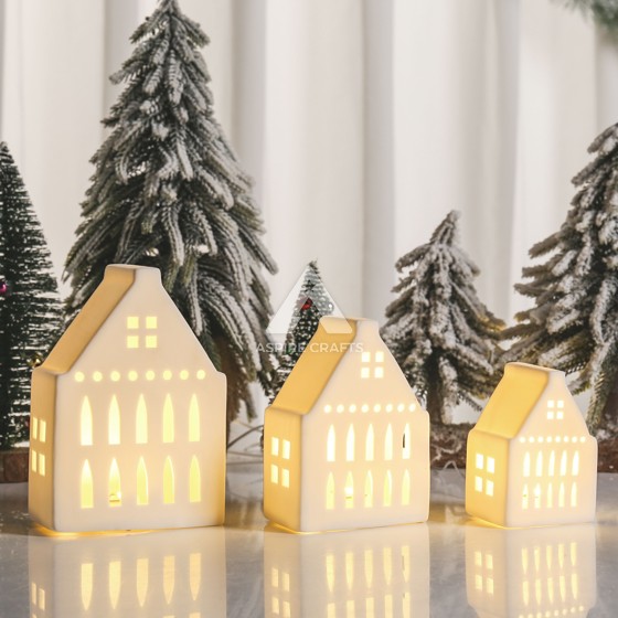 Christmas Ceramic House with Glowing Effect