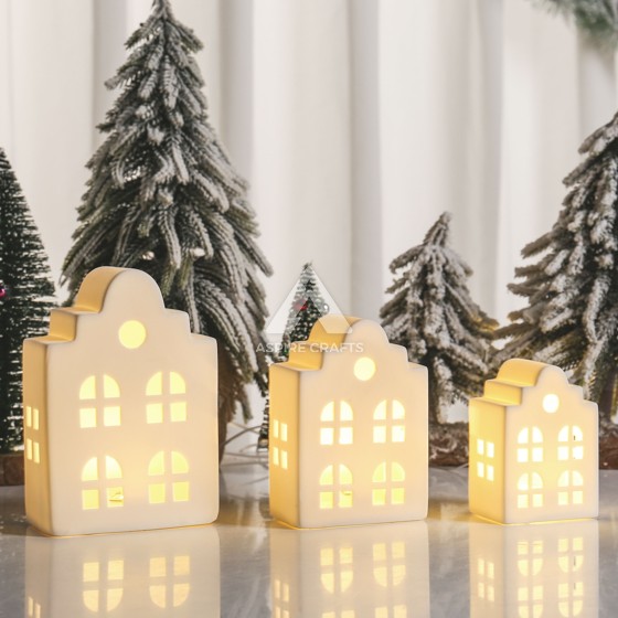 Luminous Christmas Cottage Ceramic Piece