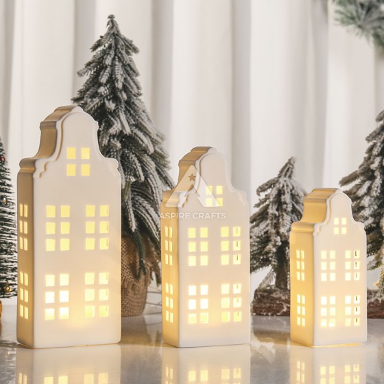 Ceramic Christmas House with Lighted Windows