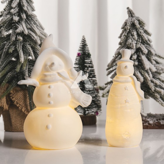 Glowing Ceramic Snowman for Holiday Decor