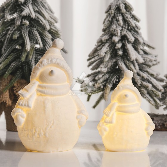 Ceramic Christmas Snowman with Light-Through Design