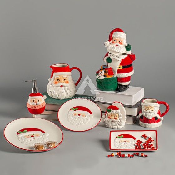 Holiday Delights: Santa Claus Ceramic Plates