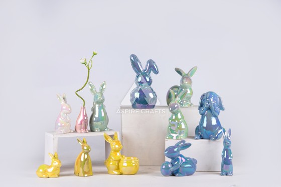 Colorful Ceramic Easter Bunny Decor