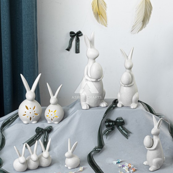 Easter Ceramic Rabbit Fruit Dish with Egg Design