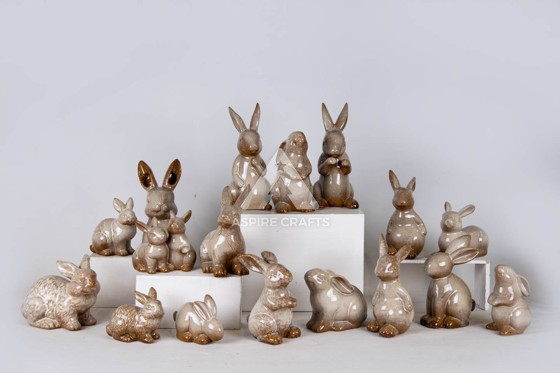 Charming Ceramic Easter Bunny Sculpture Decor