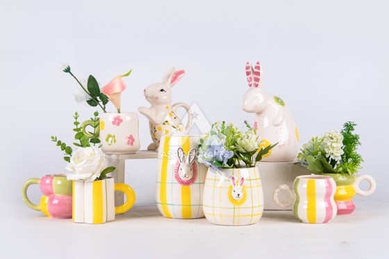 Springtime Rabbit Cup Flower Holder