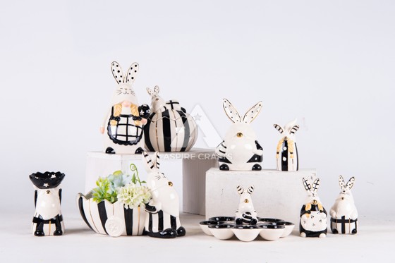 Easter Magic: Black & White Rabbit Kitchen Charms