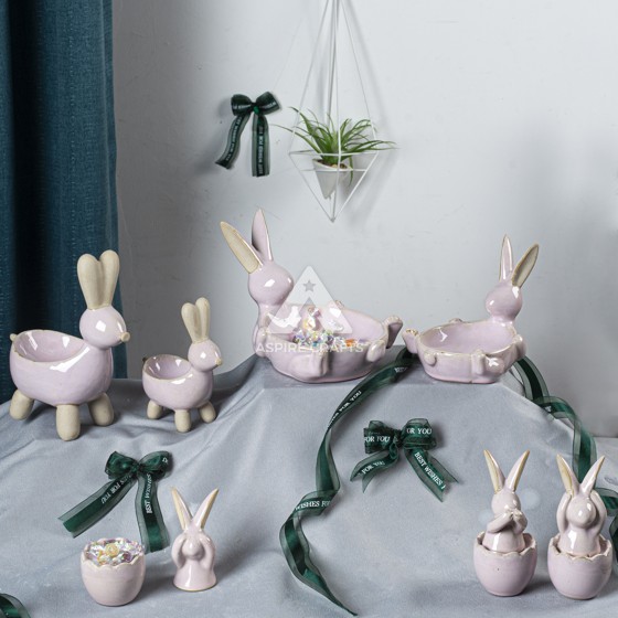 Rustic Ceramic Rabbit Fruit Server for Easter