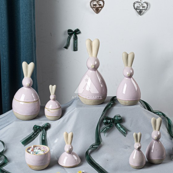 Joyous Ceramic Easter Rabbit Fruit Bowl Set