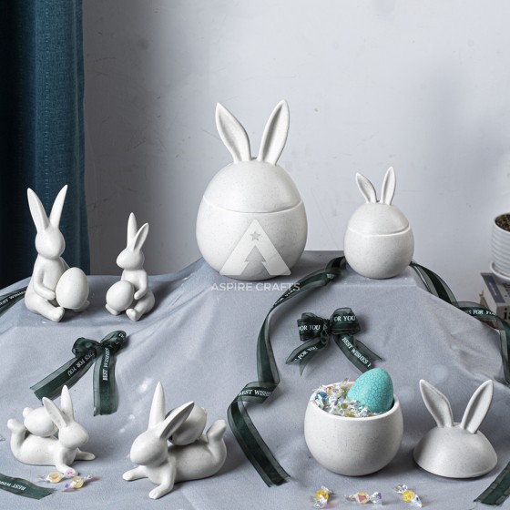 Joyous Ceramic Rabbit Candy Bowl with Flowerpot