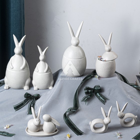 Colorful Ceramic Easter Bunny Fruit Server