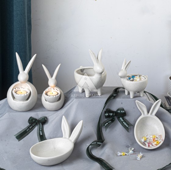 Cheerful Ceramic Easter Bunny Fruit Carrier