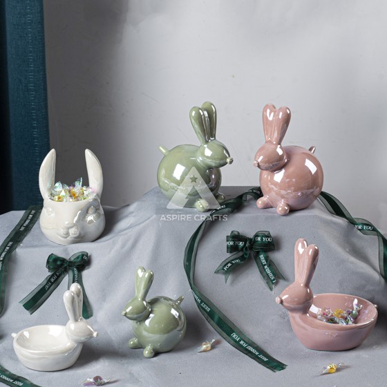 Rustic Ceramic Easter Bunny Candy Cup