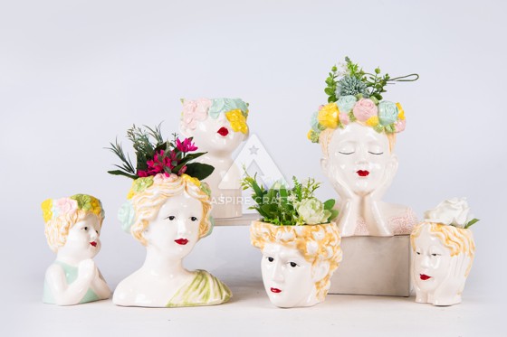 Unique Ceramic Garden Face Vase for Floral Display