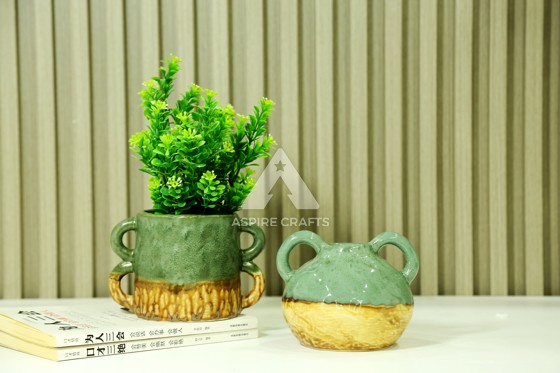 Embossed Ceramic Flower Pots