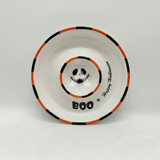 Spooky Ceramic Ghost Plate for Halloween