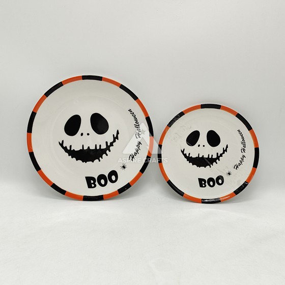 Festive Halloween Ghost Ceramic Plate