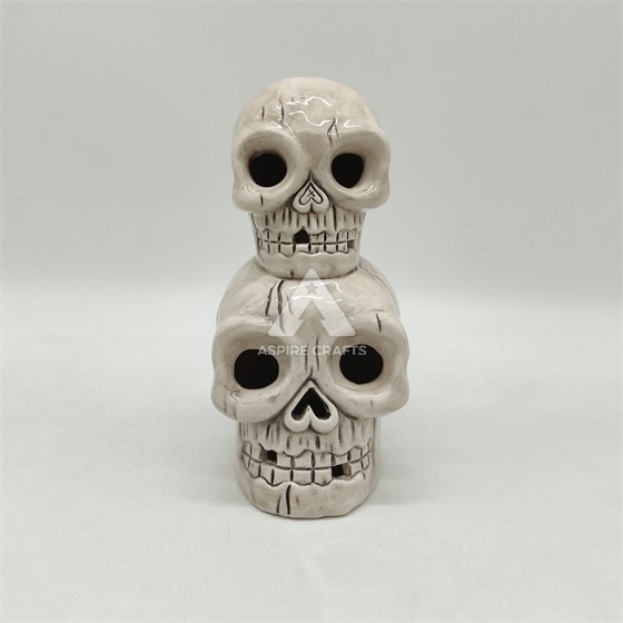 Ceramic Halloween Skull Head Ornament