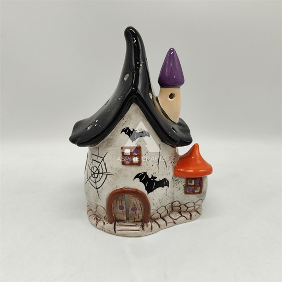 Mystifying Ceramic Halloween Spectral Mansion Ornament