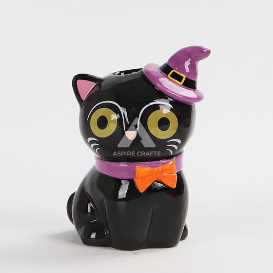 Spooky Black Cat Ornament for Halloween