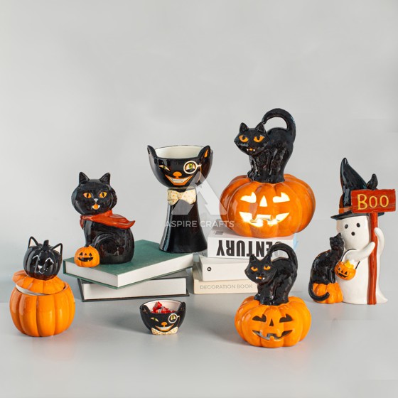 Enchanting Ceramic Pumpkin Collectibles, Halloween Ready