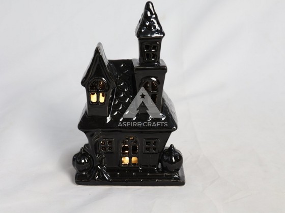 Haunted Ceramic Halloween Castle Ornament