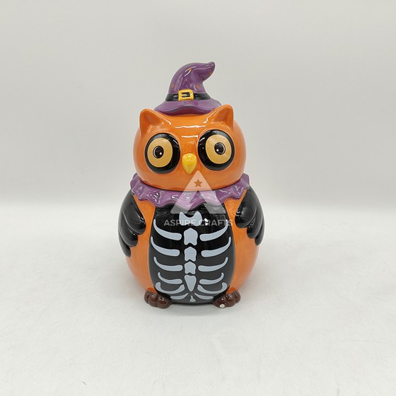 Spooky Skull Owl Ornament for Halloween