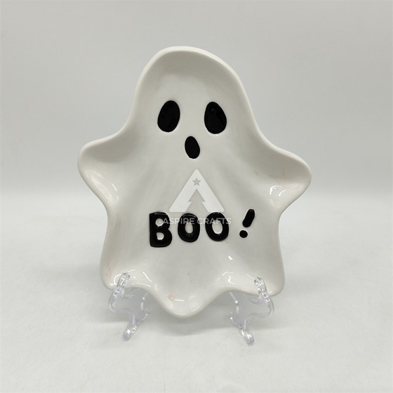 Mystifying Ceramic Halloween Ghost Dish Ornament