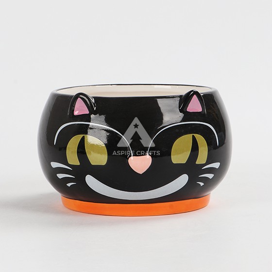 Ceramic Halloween Black Cat Bowl