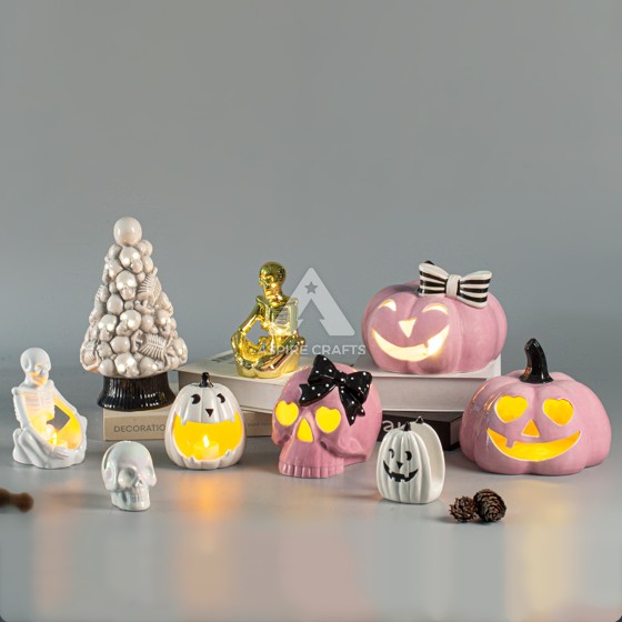 Charming Ceramic Pumpkin Ornaments, Perfect for Halloween