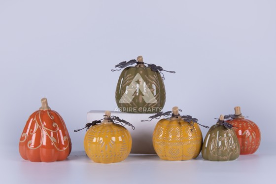 Harvest Time Ceramic Pumpkin Decorative Piece