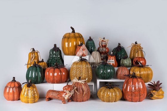 Autumn Harvest Ceramic Pumpkin Ornament for Home Decorating