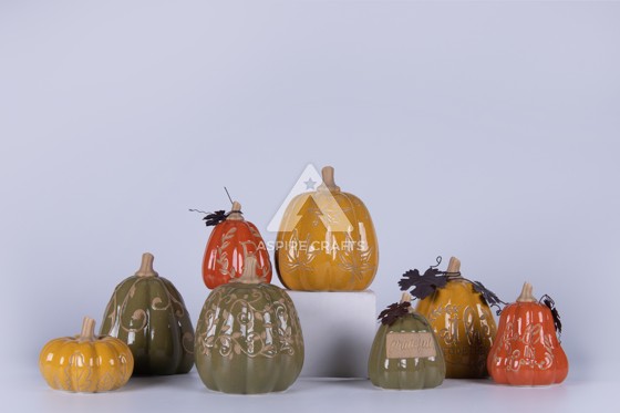 Ceramic Autumn Harvest Pumpkin Ornament