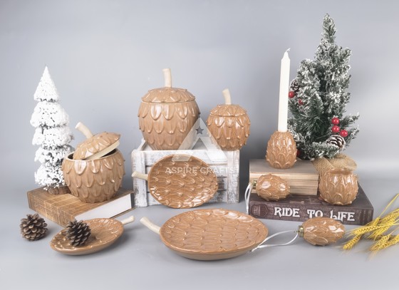 Charming Ceramic Pinecone Jars, Perfect Candle Holders