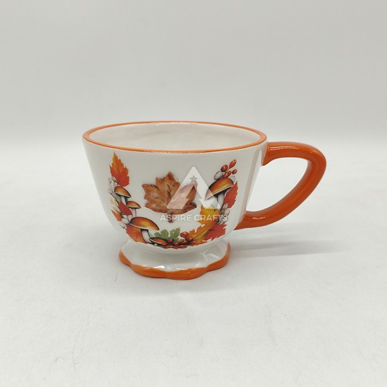 Harvest Joy Ceramic Cup with Intricate Designs