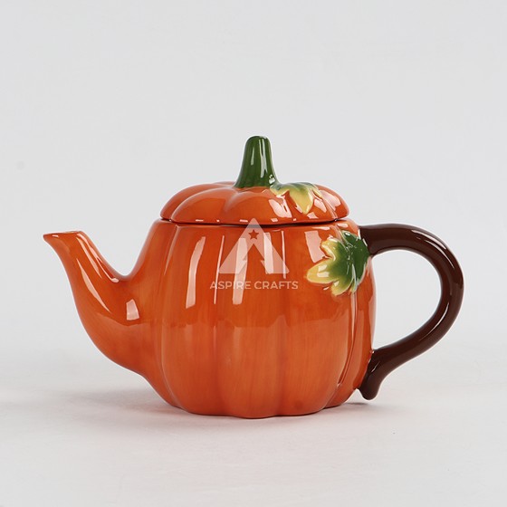 Autumn Bounty Ceramic Teapot with Intricate Designs