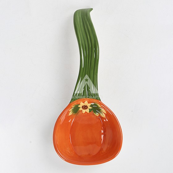 Vibrant Autumn Bounty Ceramic Soup Spoon