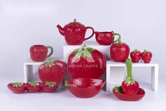 Charming Ceramic Strawberry Home Accent