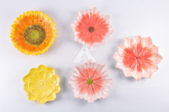 Colorful Ceramic Flower-themed Tray