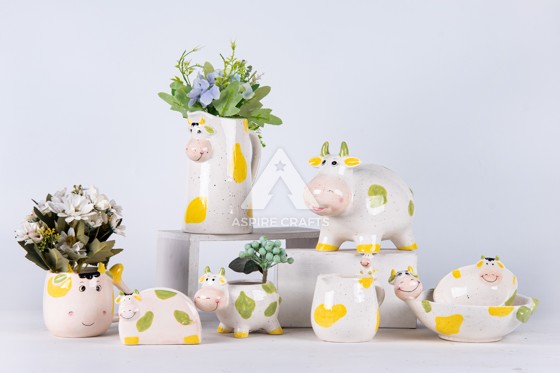 Cute Cow Ceramic for Kitchen Display