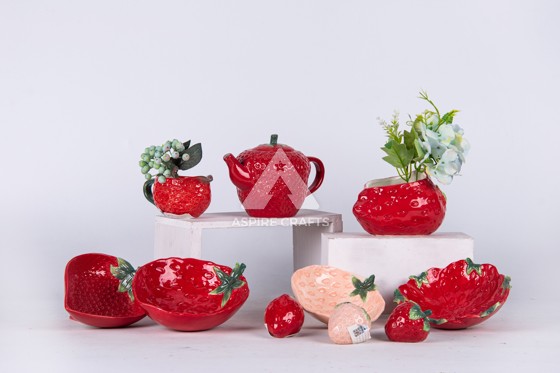 Strawberry-Shaped Ceramic Platter